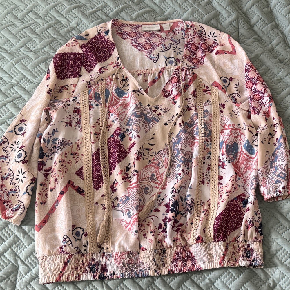 New York & Company Boho Blouse- Size Small
